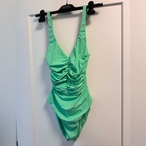 Emilio Pucci Green Ruched One-Piece Swimsuit